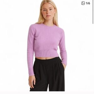 J. Crew Cropped Fit Cashmere Sweater in Dahlia Purple